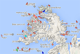 Radíómiðun staðsetning á korti